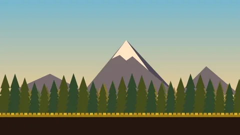 Seamless looping animation of a pine forest and mountains Stock Footage 346926472