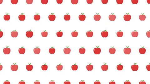 Seamless Looping Animation of Red Apple Cartoon Pattern Background Stock Footage 339432648