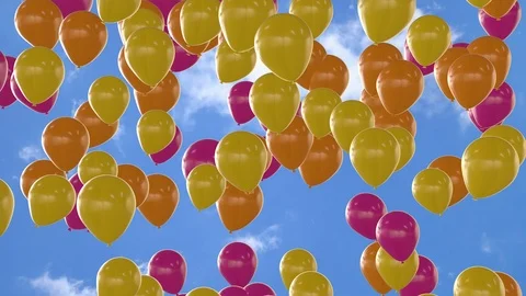 Seamless looping animation of rising orange yellow and pink balloons Stock Footage 106465455