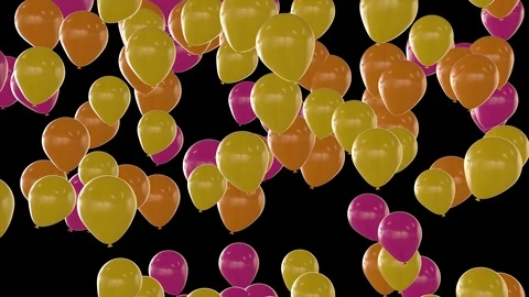 Seamless looping animation of rising orange yellow and pink balloons Video stock 106465653