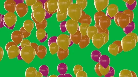 Seamless looping animation of rising orange yellow and pink balloons Video stock 106466016
