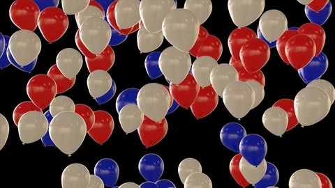 Seamless looping animation of rising red white and blue balloons Stock Footage 106464556