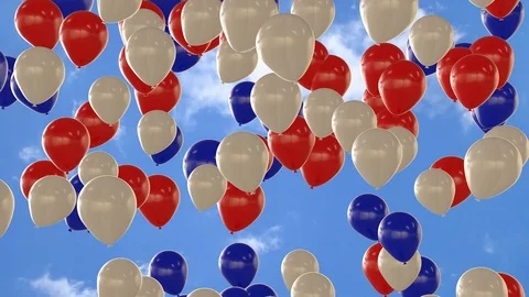 Seamless looping animation of rising red white and blue balloons Stock Footage 106465838