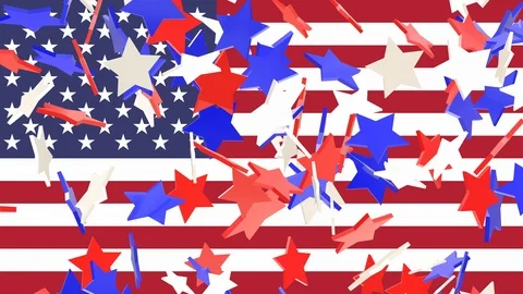 Seamless looping animation of rising red white and blue stars Stock Footage 106466248