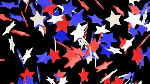 Seamless looping animation of rising red white and blue stars Stock Footage 106466388