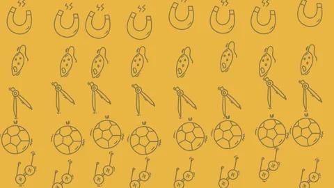 Seamless looping animation of science and education icons on yellow backgroun Stock Footage 328573937