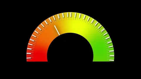 Seamless looping animation of speedometer gauge meter showing progress with.. Stock Footage 313429637