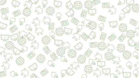 Seamless looping animation of tech communication and idea line icons backgrou Stock-Footage 335015291