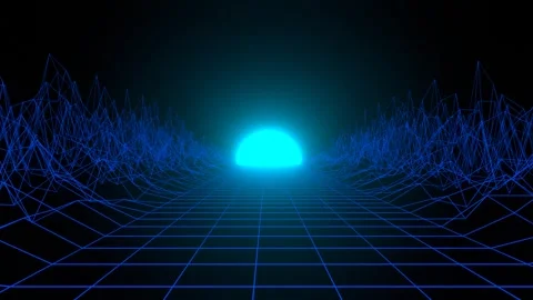 Seamless Looping Animation Of Technological Synthwave Retro Cyberpunk Driving Stock Footage 282283003