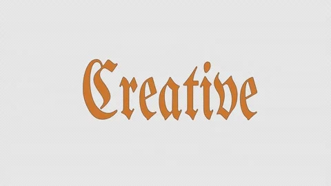 Seamless looping animation text on displaying the word "Creative" in an ornate Stock Footage 319372815