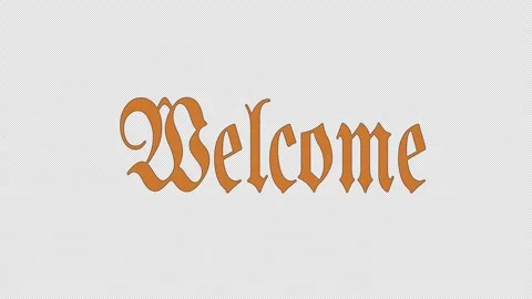 Seamless looping animation text on displaying the word "Welcome" in an ornate Stock Footage 319373217