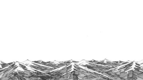 Seamless looping animation of traditional oriental ink wash painting sea wav Stock Footage 341503438