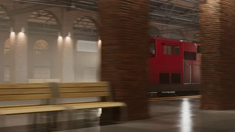 Seamless looping animation of the train going through the train station. Cargo. Video stock 201120014