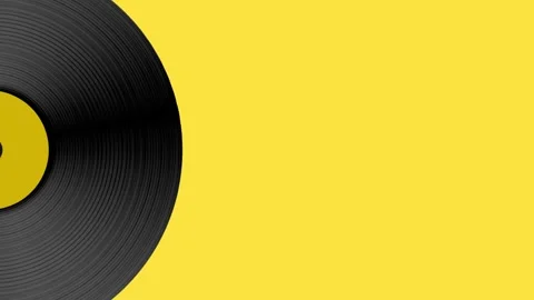 Seamless looping animation of white label vinyl on yellow background. 4K. Stock Footage 248444968