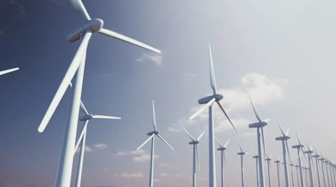 Seamless looping animation of wind turbines spinning 4k Stock Footage 64742718