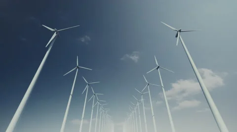 Seamless looping animation of wind turbines spinning 4k Stock Footage 64742861