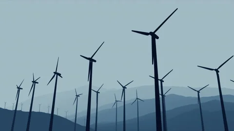 Seamless looping animation of wind turbines spinning 4k Video stock 64742874