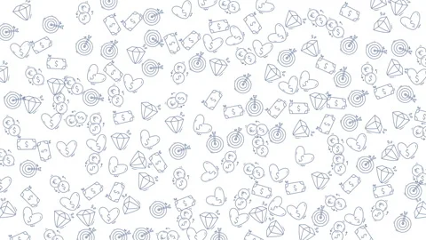 Seamless looping background with doodle business money diamond heart icons Stock-Footage 333488597
