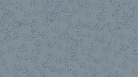 Seamless looping background pattern of financial symbols money bags coins h.. Видео 335014919