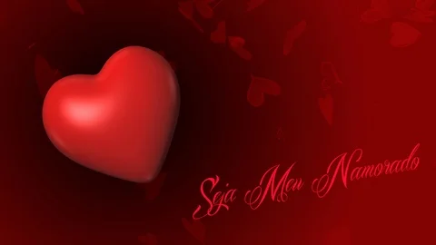 Seamless looping beating heart animation, Portuguese, Seja Meu Namorado Stock Footage 100523774