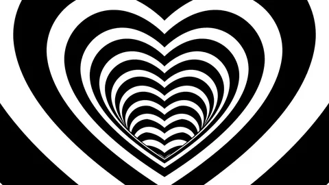 Seamless Looping Black and White Heart Tunnel Animated Background 4k 库存影片 72441602