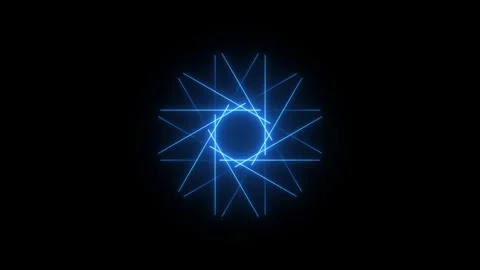 Seamless looping blue neon geometric star motion graphic on black background Vídeos de archivo 339211691