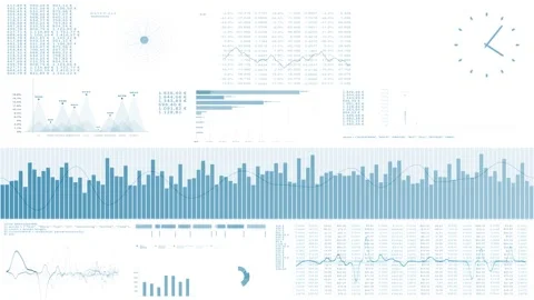 Seamless looping business info graphics data on white background Stock Footage 340237941