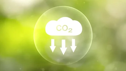 Seamless looping carbon dioxide icon on sunny nature bokeh background Stock Footage 337247793