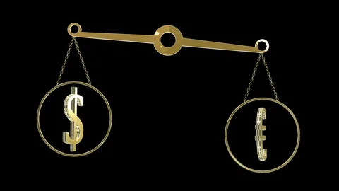 Seamless looping concept of exchange rate mechanism between two currencies Video stock 106236968