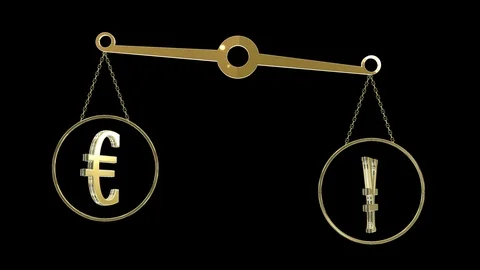 Seamless looping concept of exchange rate mechanism between two currencies Stock Footage 106237735