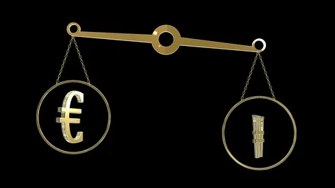 Seamless looping concept of exchange rate mechanism between two currencies Video stock 106237832