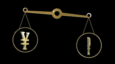 Seamless looping concept of exchange rate mechanism between two currencies Stock Footage 106238039