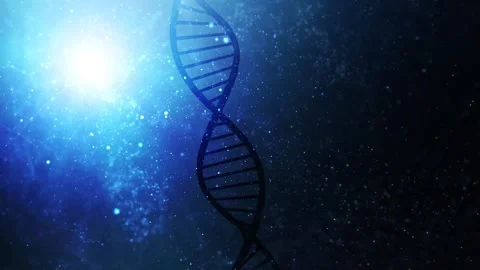 Seamless looping dark blue network with dna chain rotation 库存影片 340237468
