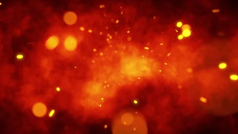 Seamless looping dark red dangerous fire flames with sparks Stock Footage 340237706