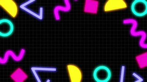 Seamless Looping Dark Themed Memphis Style Animated Background Vídeo Stock 314717525