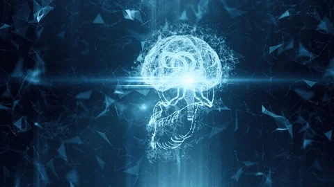 Seamless looping digital human's brain in technological background. Stock Footage 120013334