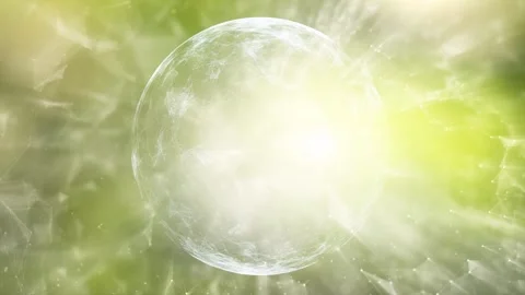 Seamless looping digital sphere on sunny nature bokeh background Stock Footage 337249994