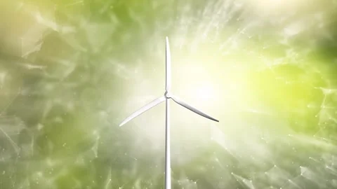 Seamless looping electricity background with wind turbine rotation Stock Footage 337249516