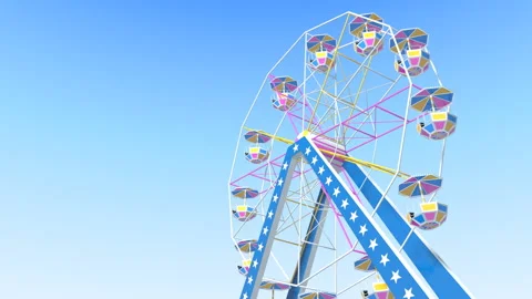 Seamless Looping Ferris Wheel Animation Over Blue Sky - 3D Illustration Vidéo 152852139