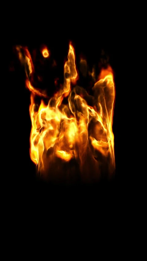 Seamless looping fire flame burning on black background in vertical format. Stock Footage 325389418