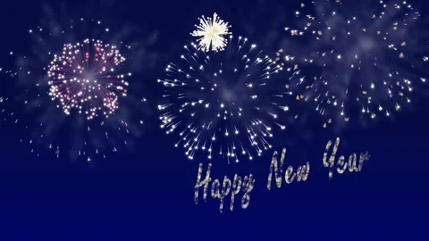 Seamless looping Firework animation with happy New Year text Video stock 107972806