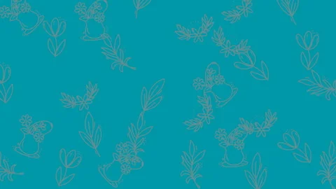 Seamless Looping Floral Pattern Animation on Blue Background Stock Footage 328574998