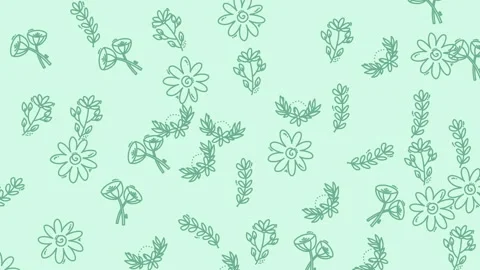 Seamless Looping Floral Pattern Animation on Light Green Background Stock Footage 328575790