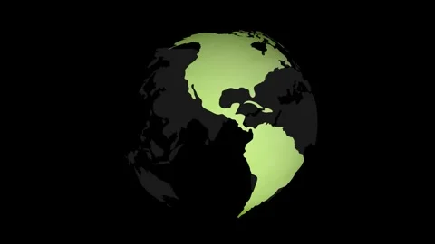 Seamless looping green earth sphere on black background Stock Footage 340237695