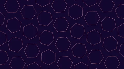 Seamless looping hexagon pattern background with glowing dotted purple outlines Vídeos de archivo 334139257