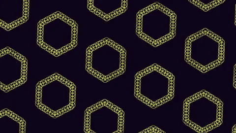 Seamless looping hexagon pattern background with golden geometric line animation Stock Footage 334139406