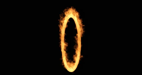 Seamless looping of hoop burning isolated on black background 4K Stock Footage 153038025