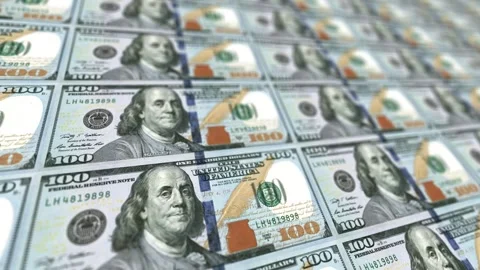 Seamless Looping Hundred Dollar Bills Stack - 100 USD Currency Background Stock Footage 337700989