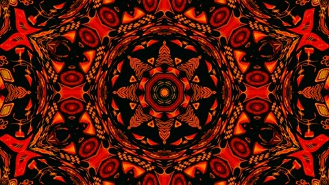 Seamless Looping Hypnotic Red and Orange Tribal Pattern Abstract Background Stock Footage 315989218