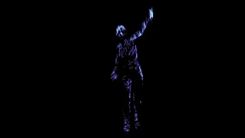 Seamless looping (loop) abstract man of glow lines dancing 59.94 fps Video stock 109058111